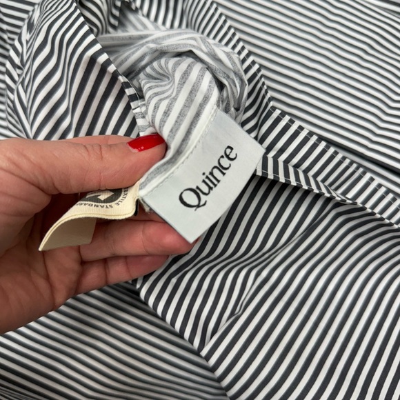 Quince Cotton Percale Full/Queen Duvet Cover Set with Shams, Oxford Stripe - Picture 8 of 15